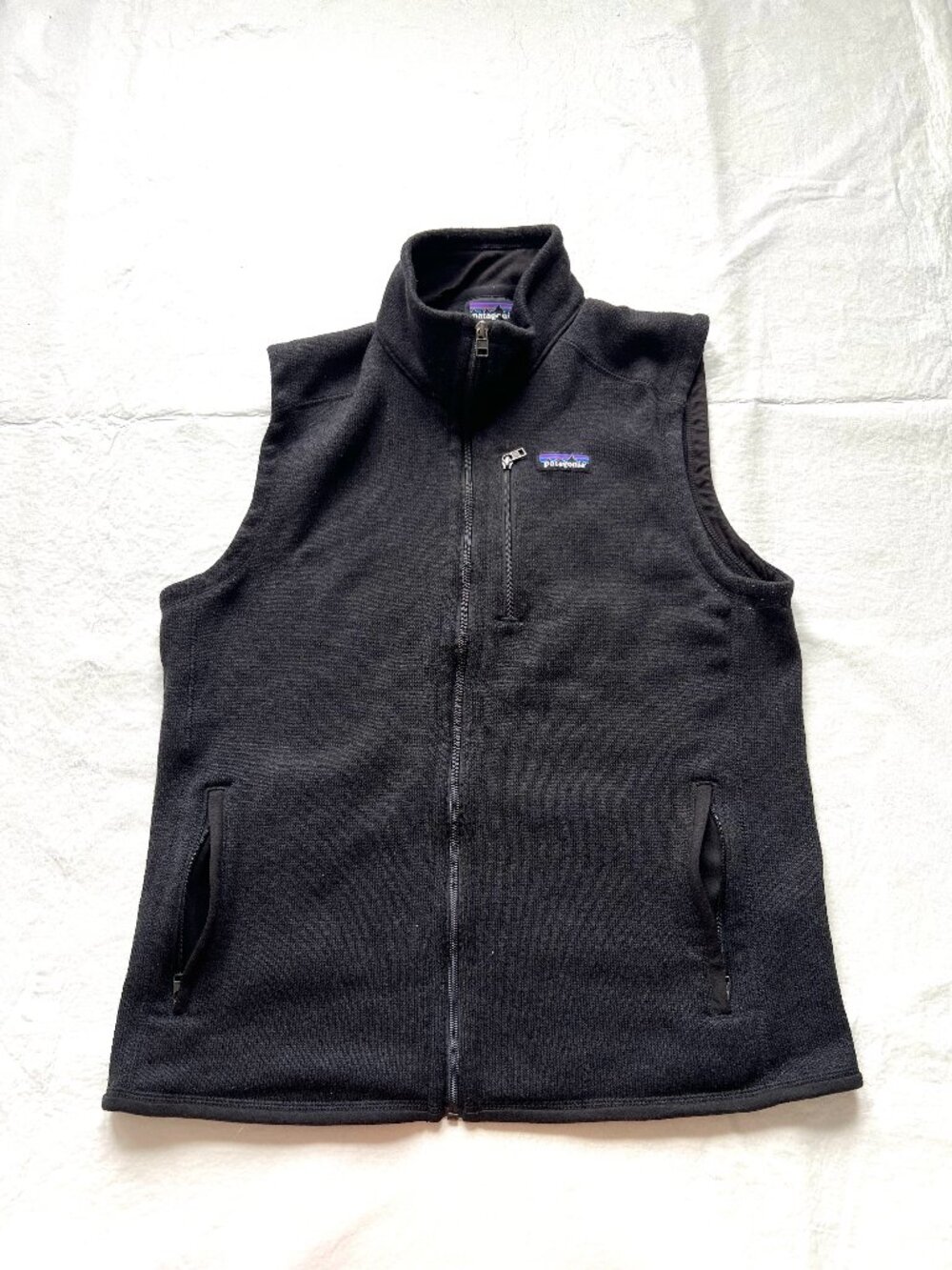 Patagonia Better Sweater Vest black fleece knit mens large full zip up pockets